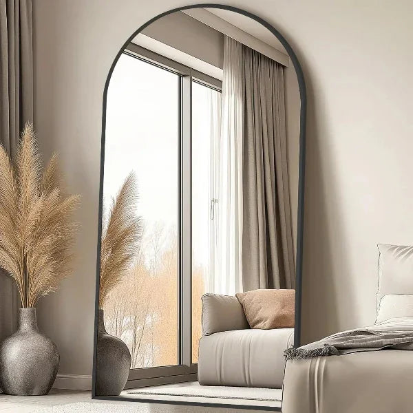Black Arched Full Length Mirror | Floor Mirror for Bedroom & Living Room