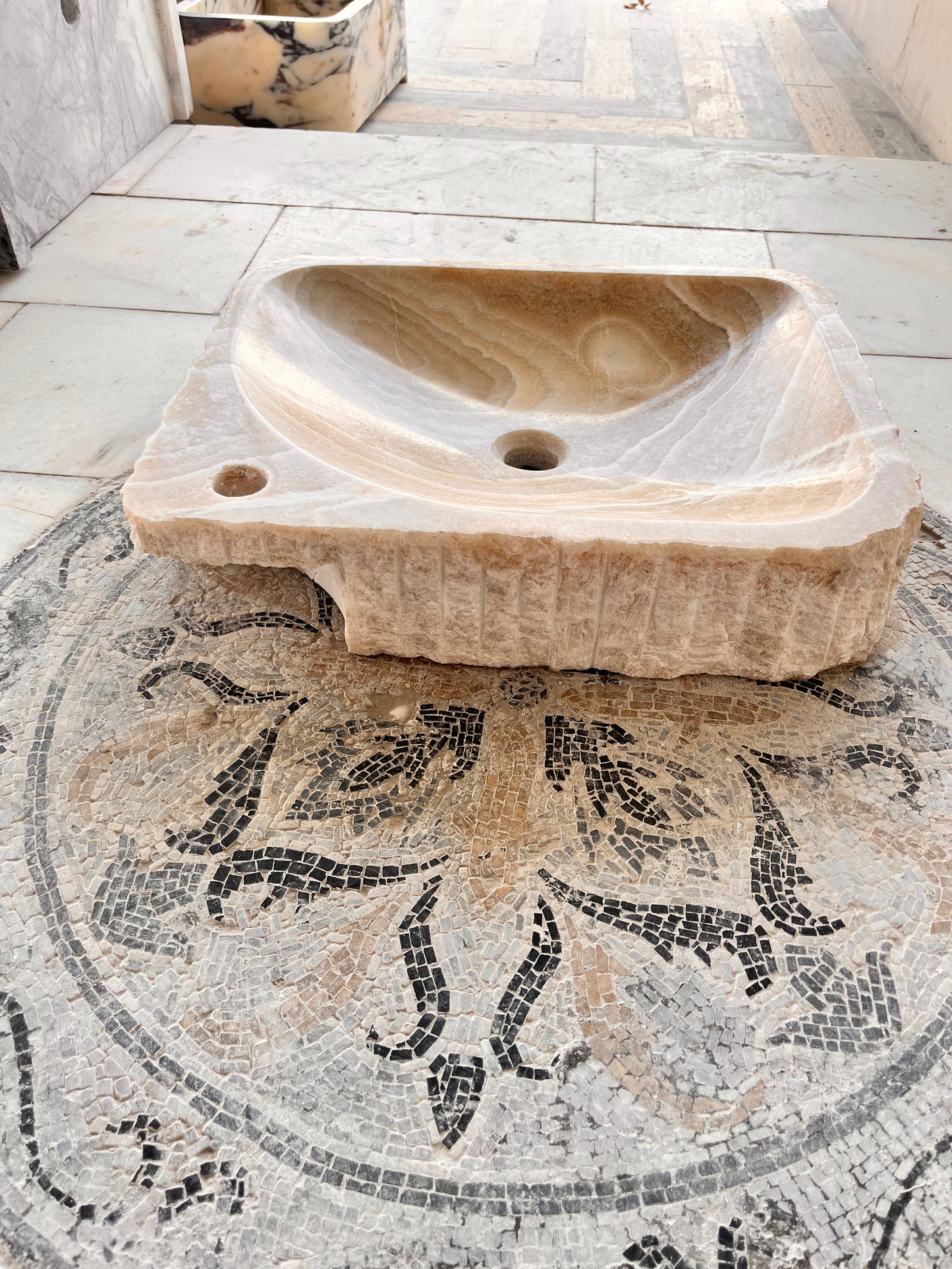 Onyx Marble Sink Bathroom – Natural Stone Rectangular Vessel Sink