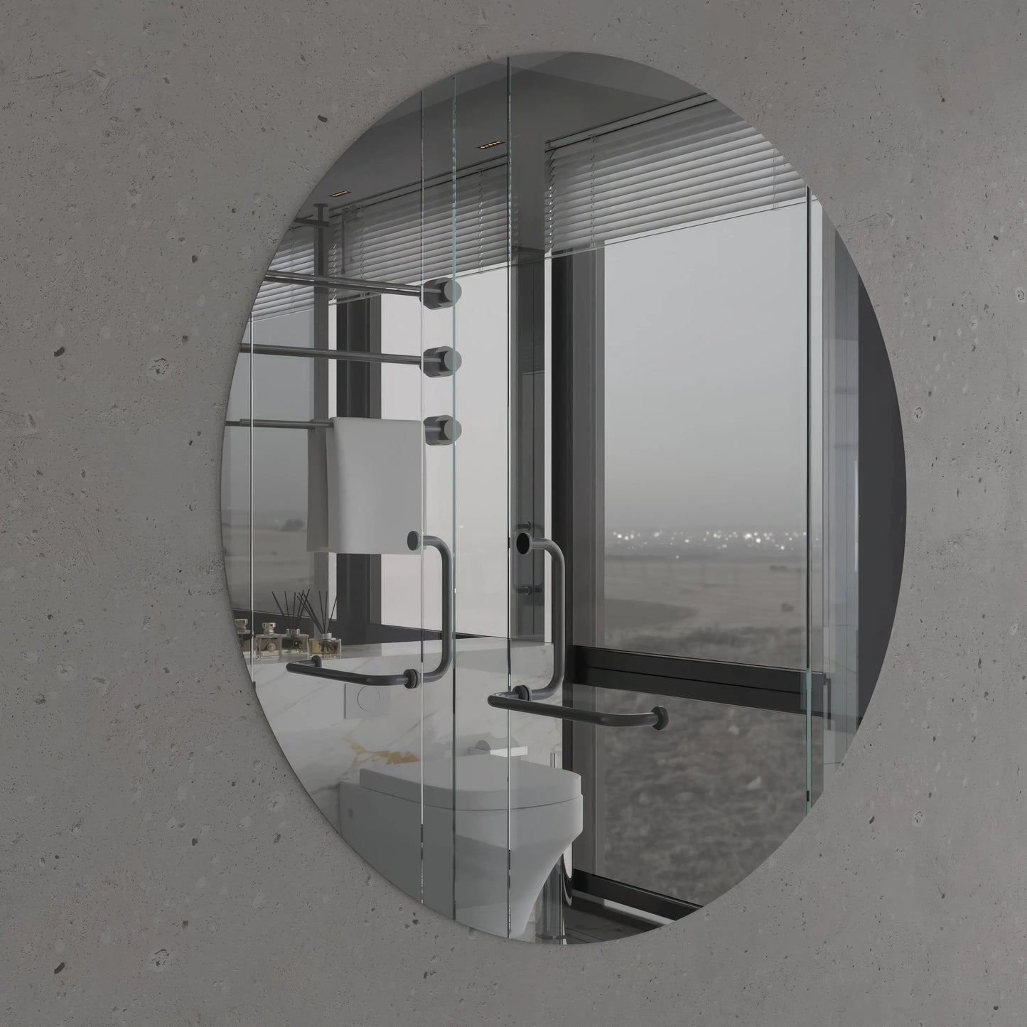 Modern Round Wall Mirror – Frameless Circle Bathroom Mirror, Handmade Minimalist Vanity Mirror