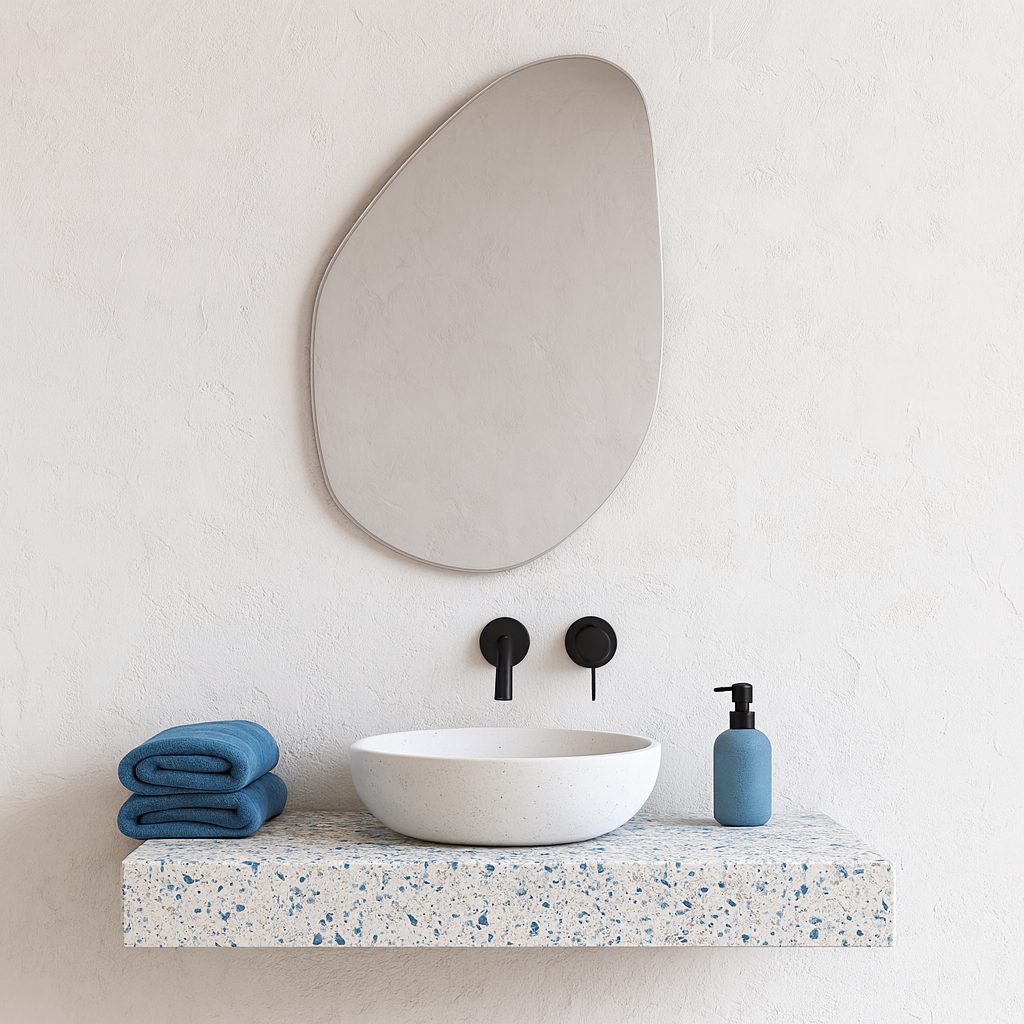 Modern Irregular Wall Mirror – Frameless Organic Shape Bathroom Mirror, Handmade Custom Wavy Vanity Mirror for Bedroom or Entryway