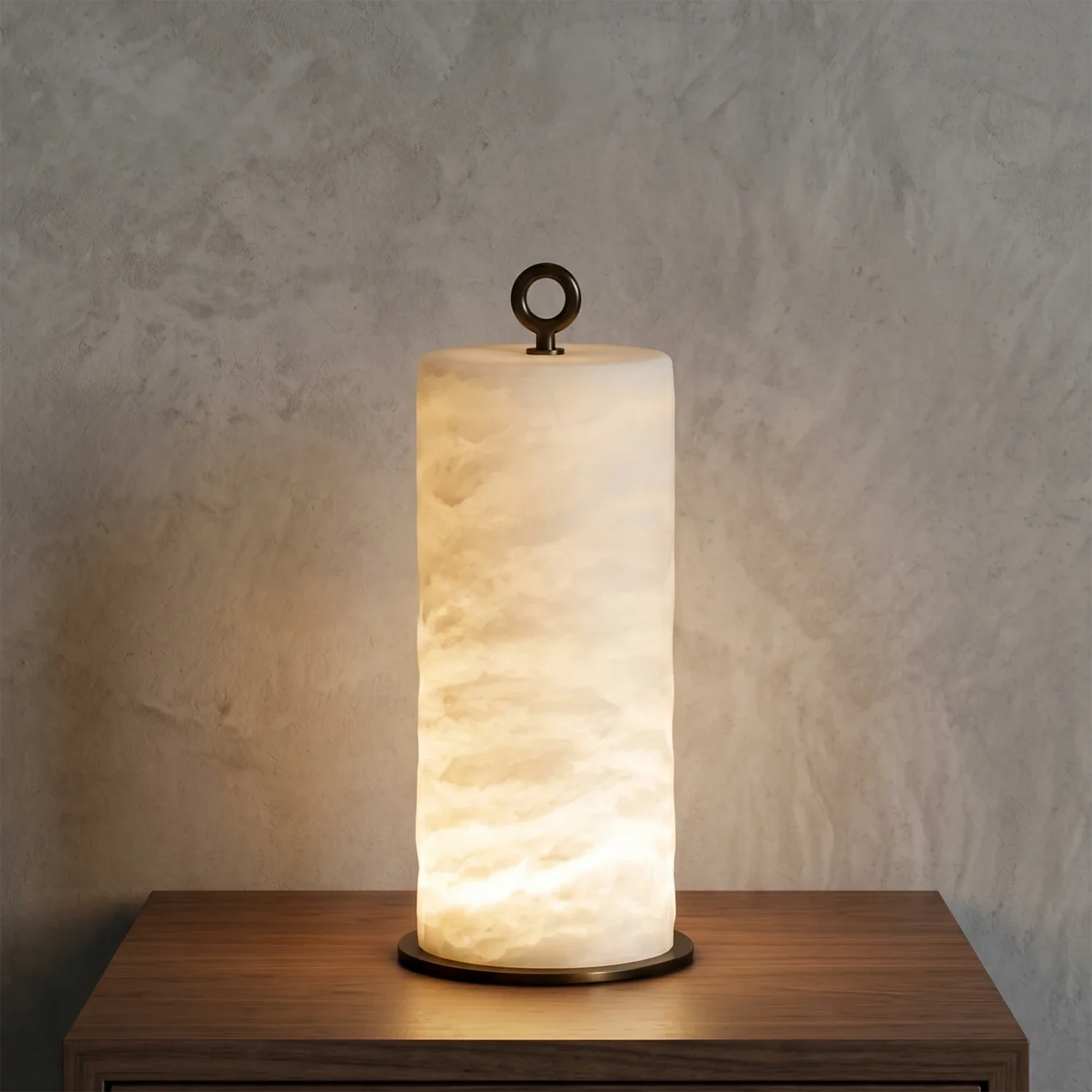 Natural Alabaster Cylinder Table Lamp
