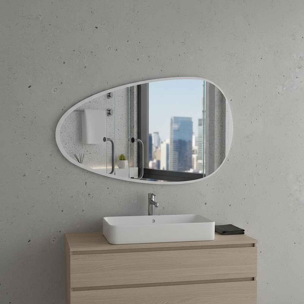 Asymmetrical Black Wall Mirror – Modern Irregular Bathroom Mirror