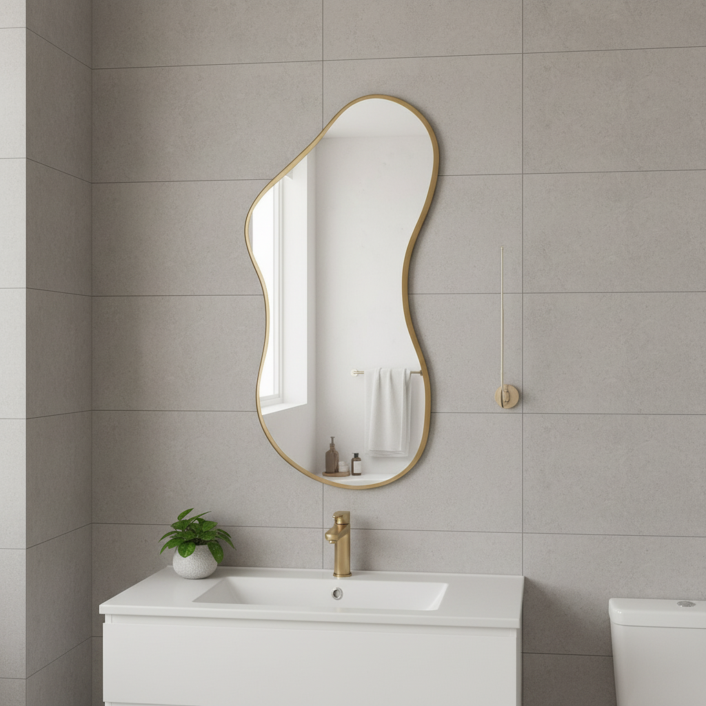 Wavy Wall Mirror – Modern Irregular Blob Mirror with Black Frame