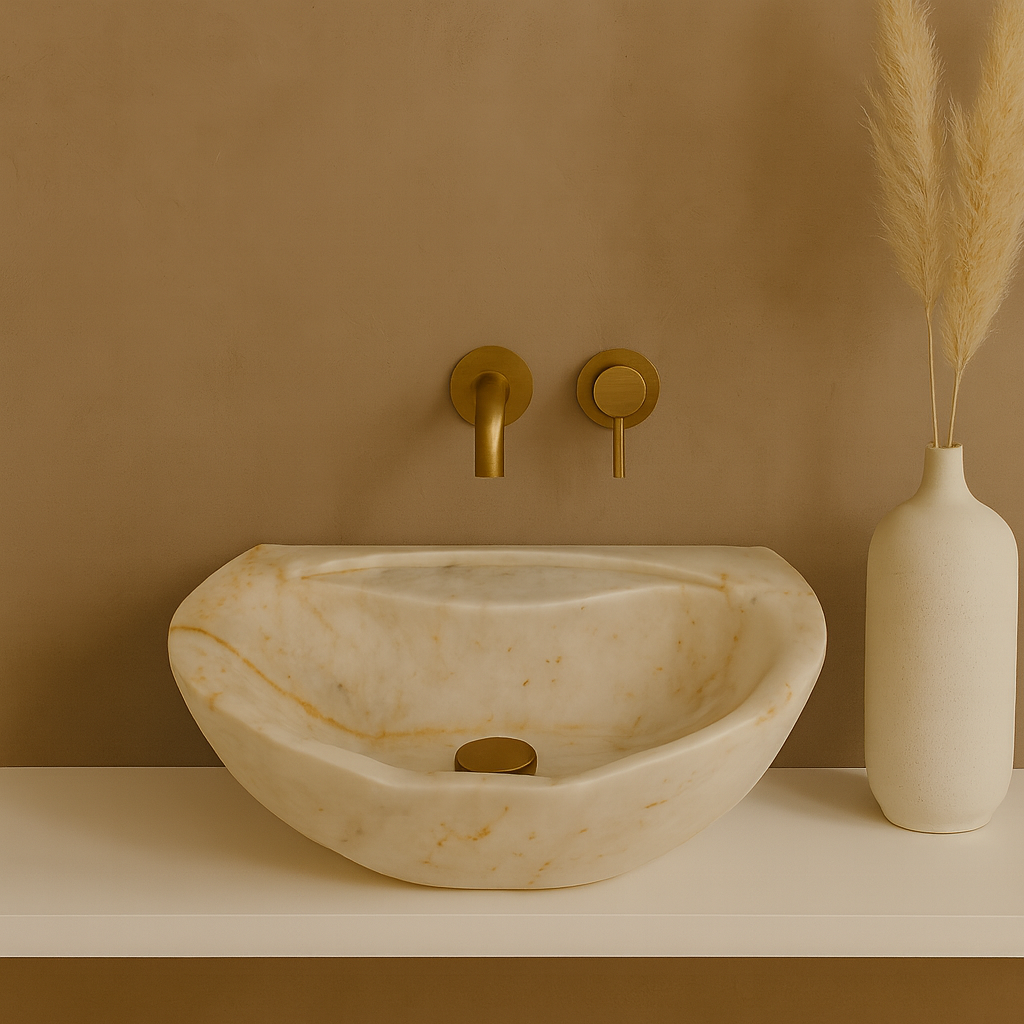 Marble Sink – Carrara Stone Vessel Sink Handmade Bathroom Basin | Oval Vanity Bowl (16"x20"x6")