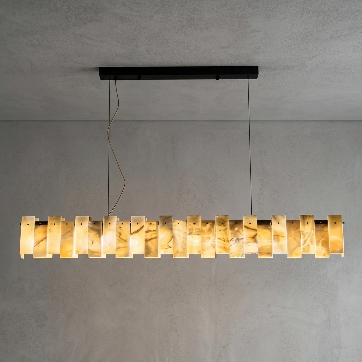 Tobacco-Hued Alabaster Chandelier
