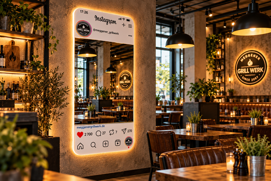 Custom Instagram LED Mirror for Grill Werk in Germany