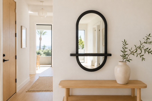 A Custom Black Wooden Mirror Made for a San Diego Entryway