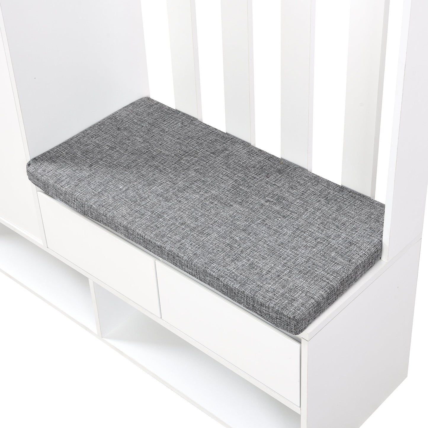 Hall Tree with Storage Bench & Shoe Cabinet - Entryway Coat Rack with Hooks & Pegboard White - Aypars Atelier