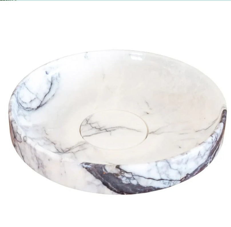 Marble Bathroom Sink – New York Marble Round Vessel Sink Polished | Natural Stone Above Counter Basin