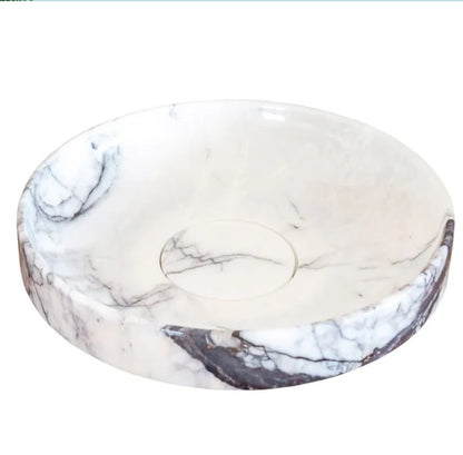 Marble Bathroom Sink – New York Marble Round Vessel Sink Polished | Natural Stone Above Counter Basin