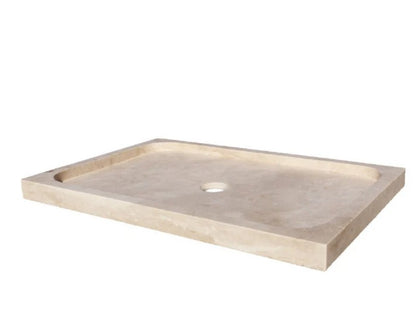 Shower Base – Travertine Stone Shower Pan | Troia Light Rectangular Marble Tray