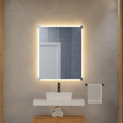 LED Bathroom Mirror – Square Backlit Vanity Mirror, Modern Lighted Wall Mirror