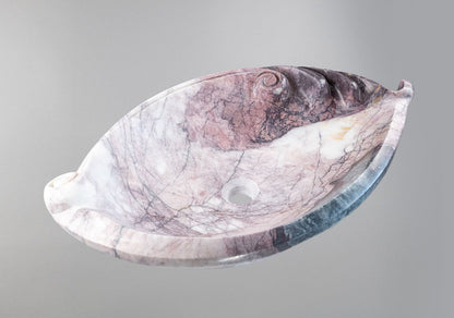 Luxury Marble Vessel Sink – Hand-Carved Natural Stone Bathroom Basin, Designer Vanity Bowl 25.6"x15.7"x5.5" (65x40x14 cm)