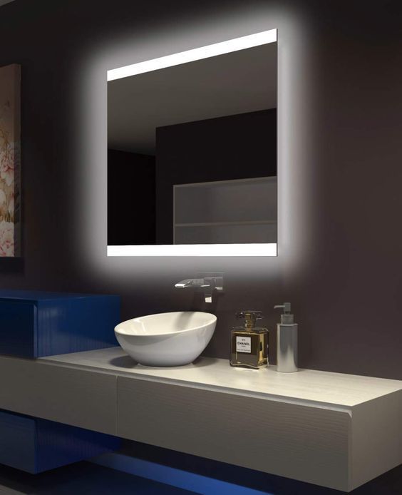 LED Bathroom Mirror – Frameless Lighted Vanity Mirror, Modern Backlit Wall Mirror with Warm & Cool LED Light