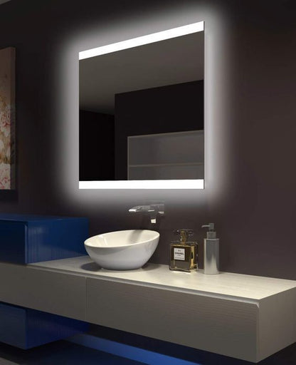 LED Bathroom Mirror – Frameless Lighted Vanity Mirror, Modern Backlit Wall Mirror with Warm & Cool LED Light