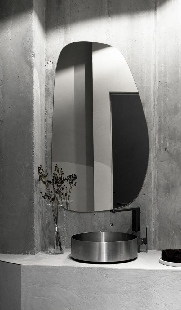 Modern Irregular Full-Length Mirror – Frameless Wavy Bathroom Mirror, Handmade Organic Shape Mirror