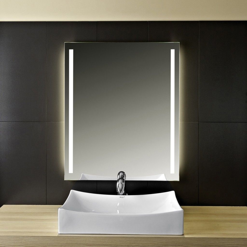 LED Bathroom Mirror – Vertical Lighted Vanity Mirror, Modern Wall Mirror with Dual LED Strips
