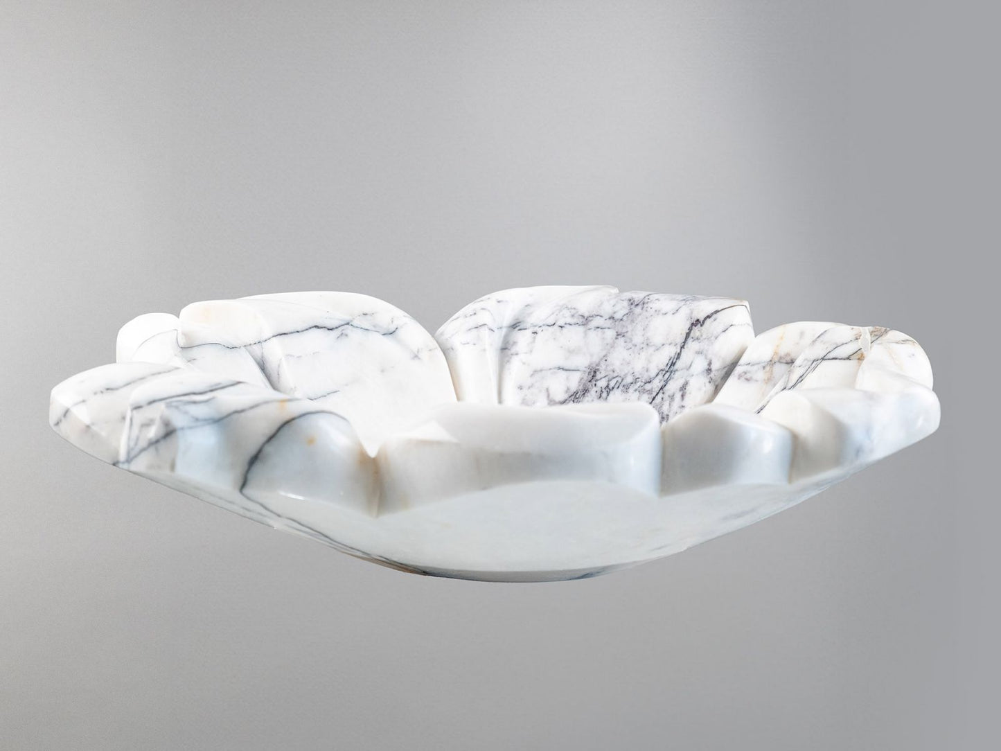 Luxury Marble Vessel Sink – Hand-Carved Flower Design Natural Stone Bathroom Basin