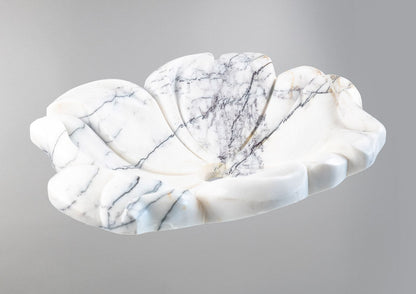 Luxury Marble Vessel Sink – Hand-Carved Flower Design Natural Stone Bathroom Basin