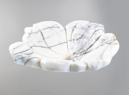 Luxury Marble Vessel Sink – Hand-Carved Flower Design Natural Stone Bathroom Basin