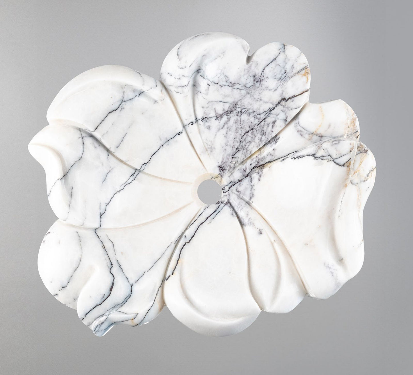 Luxury Marble Vessel Sink – Hand-Carved Flower Design Natural Stone Bathroom Basin