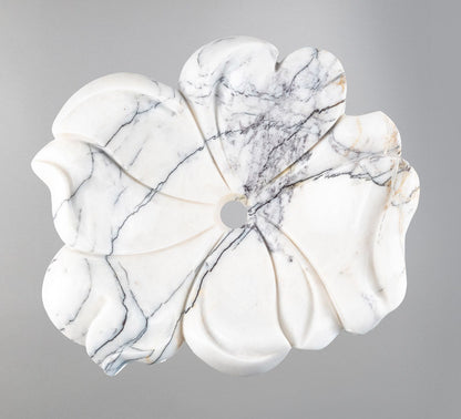Luxury Marble Vessel Sink – Hand-Carved Flower Design Natural Stone Bathroom Basin