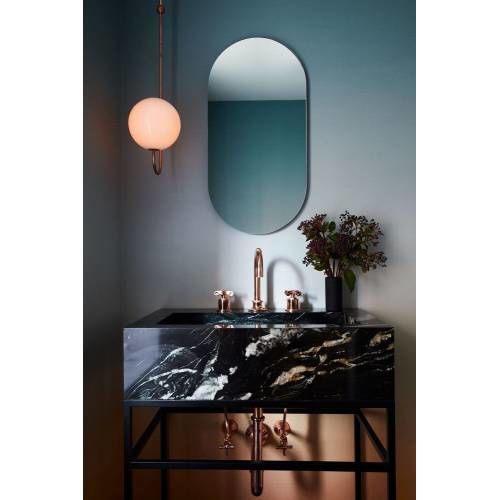 Modern Arched Wall Mirror – Frameless Oval Bathroom Vanity Mirror, Minimalist Capsule Shape Mirror |