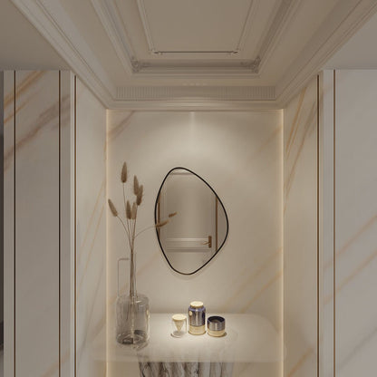 Modern Irregular Wall Mirror – Organic Shape Black Frame Mirror for Living Room & Entryway