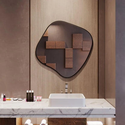Modern Abstract Wall Mirror – Artistic Bathroom & Living Room Mirror