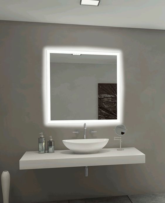 LED Wall Mirror – Modern Square Backlit Vanity Mirror, Luxury Lighted Mirror