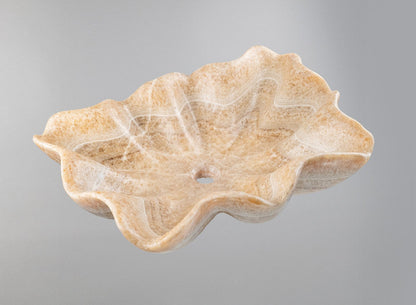 Hand-Carved Beige Natural Stone Bathroom Basin 25.6"x17.7"x6.3" (65x45x16 cm)