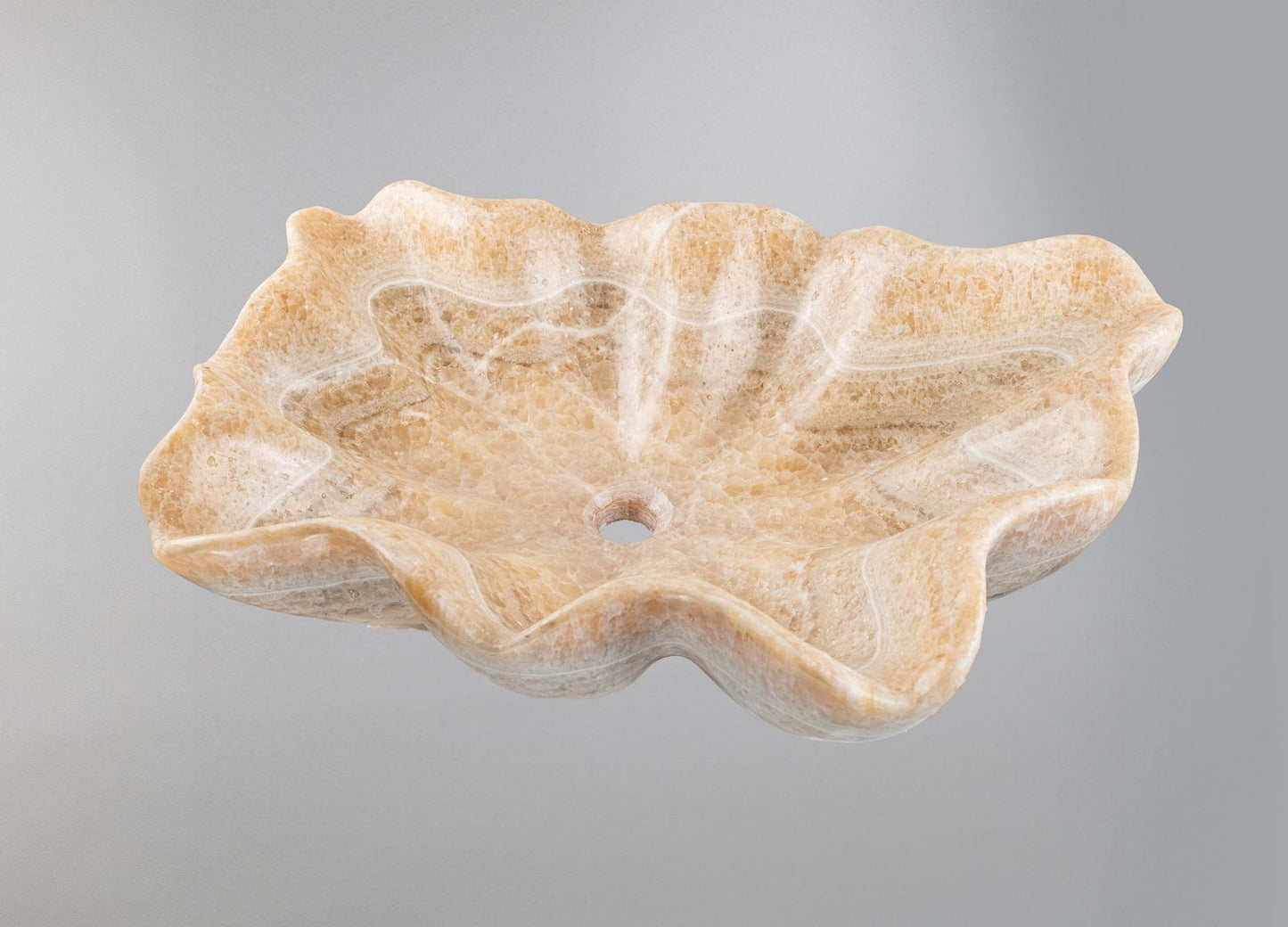 Hand-Carved Beige Natural Stone Bathroom Basin 25.6"x17.7"x6.3" (65x45x16 cm)