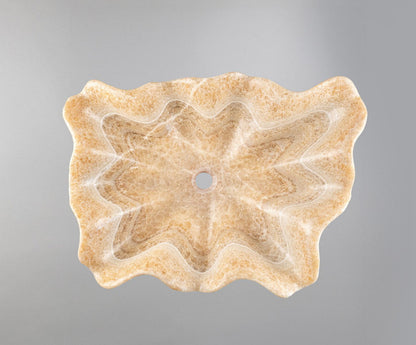 Hand-Carved Beige Natural Stone Bathroom Basin 25.6"x17.7"x6.3" (65x45x16 cm)