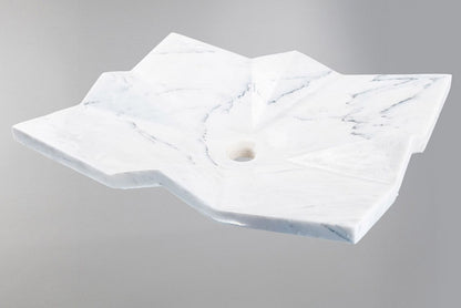 Luxury Marble Vessel Sink – Modern Geometric Stone Bathroom Basin, Hand-Carved Vanity Bowl 21.6"x17.7"x5.5" (55x45x14 cm)