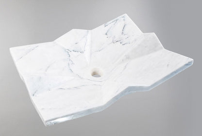 Luxury Marble Vessel Sink – Modern Geometric Stone Bathroom Basin, Hand-Carved Vanity Bowl 21.6"x17.7"x5.5" (55x45x14 cm)