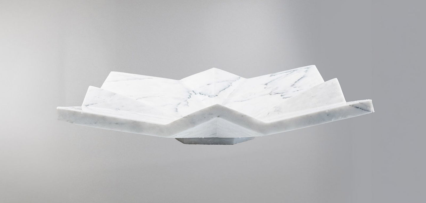 Luxury Marble Vessel Sink – Modern Geometric Stone Bathroom Basin, Hand-Carved Vanity Bowl 21.6"x17.7"x5.5" (55x45x14 cm)