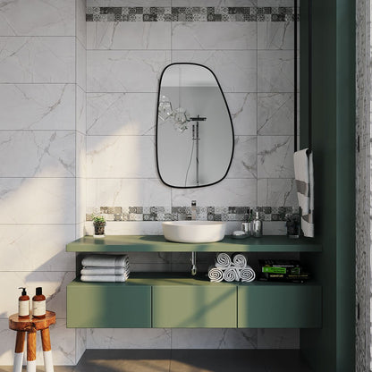 Irregular Wall Mirror – Modern Organic Mirror with Black Frame