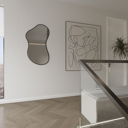 Wavy Wall Mirror – Modern Irregular Blob Mirror with Black Frame