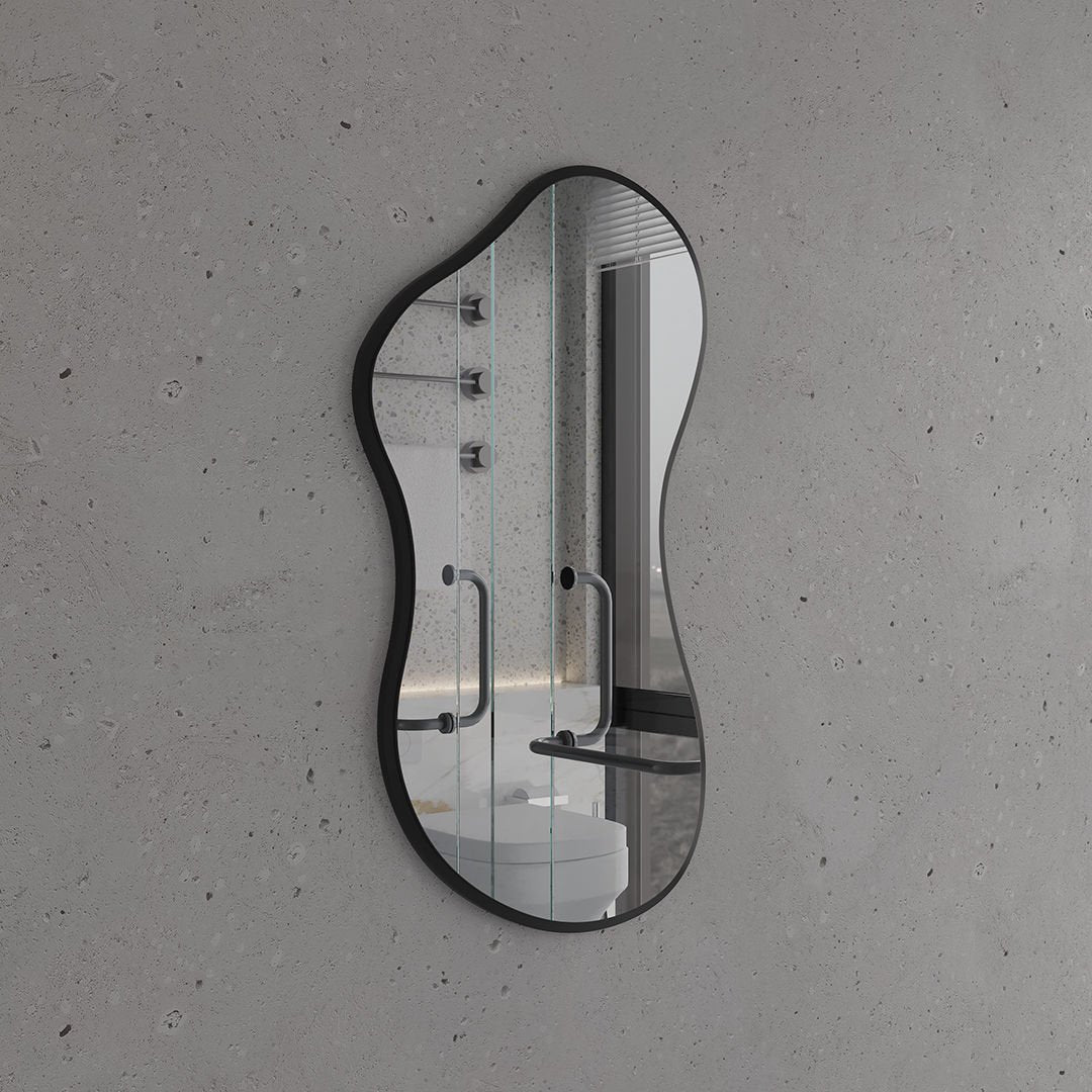 Wavy Wall Mirror – Modern Irregular Blob Mirror with Black Frame