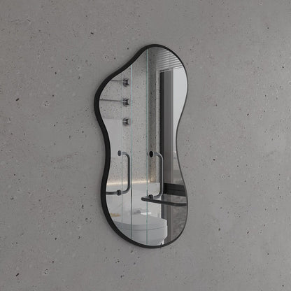 Wavy Wall Mirror – Modern Irregular Blob Mirror with Black Frame
