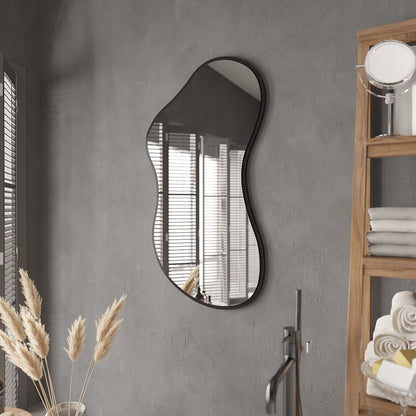 Wavy Wall Mirror – Modern Irregular Blob Mirror with Black Frame