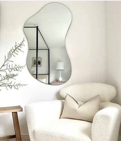 Wavy Irregular Wall Mirror – Modern Frameless Bathroom Mirror, Organic Shape Vanity Mirror |