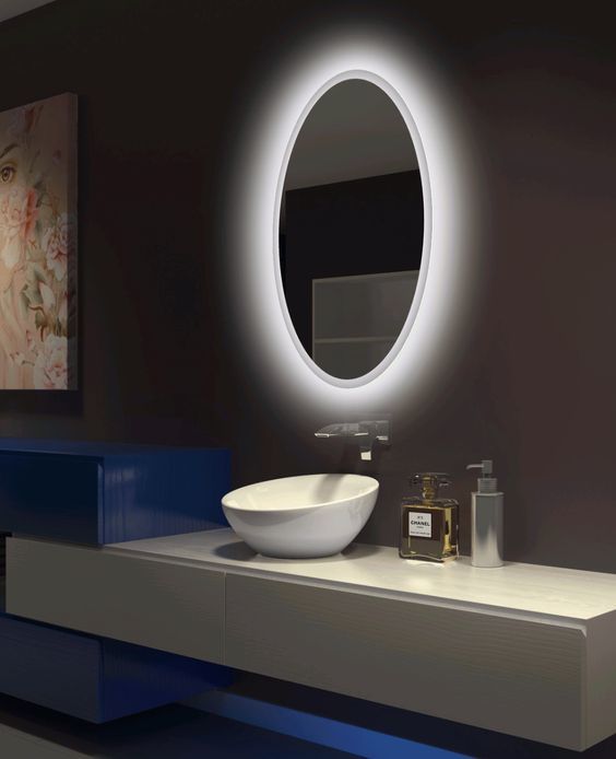 LED Bathroom Mirror – Oval Backlit Vanity Mirror, Modern Lighted Wall Mirror