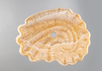 Luxury Marble Vessel Sink – Hand-Carved Natural Stone Bathroom Basin, Amber Onyx Vanity Bowl