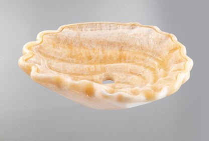Luxury Marble Vessel Sink – Hand-Carved Natural Stone Bathroom Basin, Amber Onyx Vanity Bowl