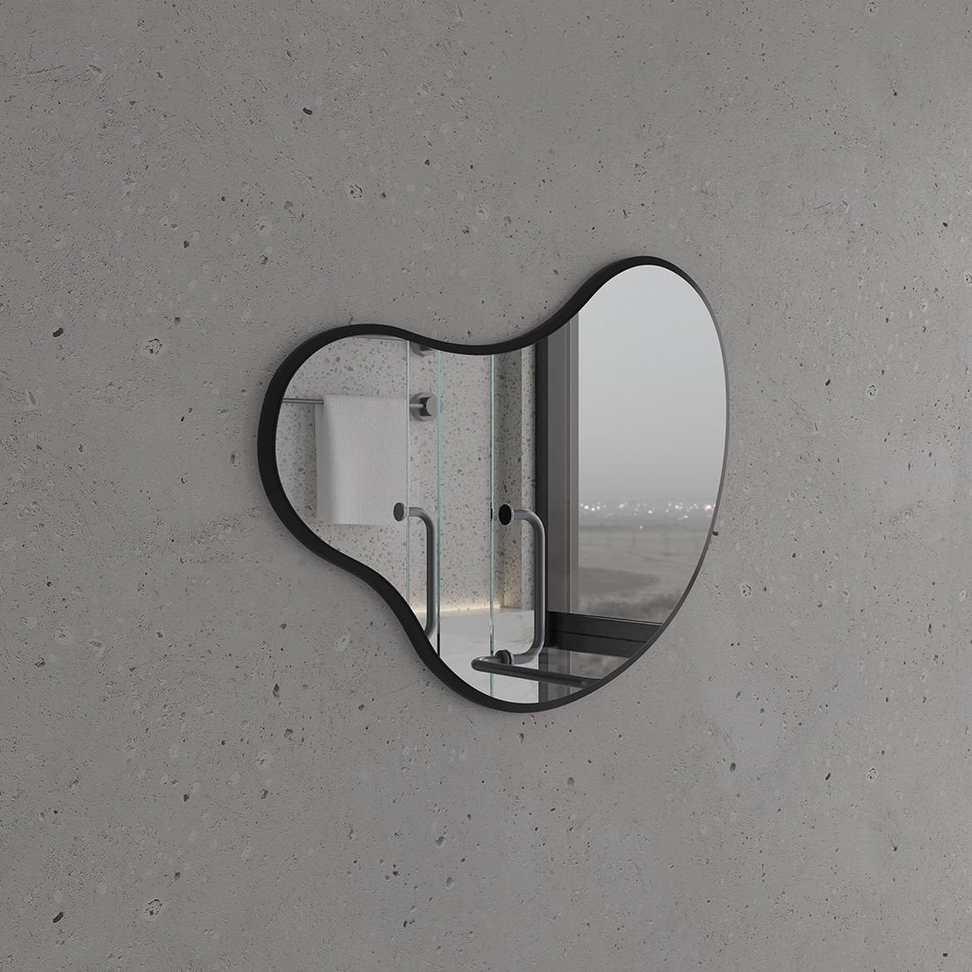 Organic Wall Mirror – Modern Irregular Blob Mirror with Black Frame
