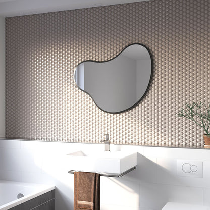 Organic Wall Mirror – Modern Irregular Blob Mirror with Black Frame