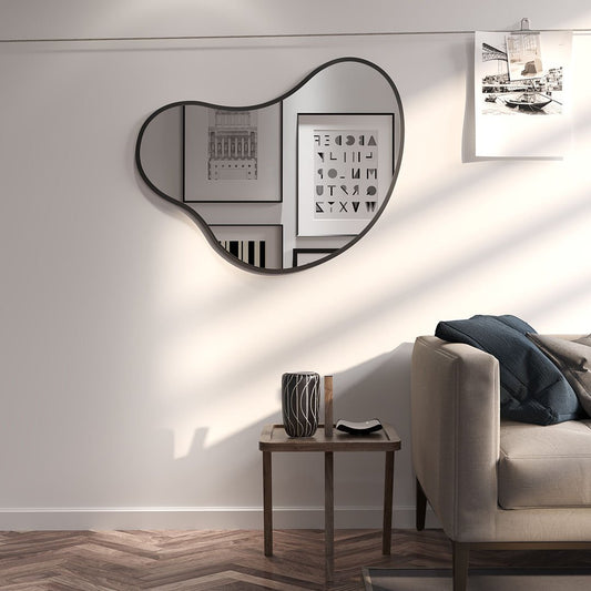 Organic Wall Mirror – Modern Irregular Blob Mirror with Black Frame