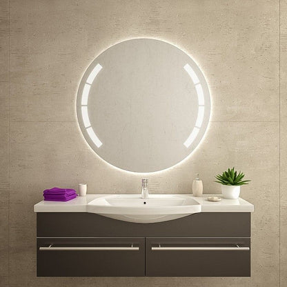 LED Bathroom Mirror – Designer Round Backlit Vanity Mirror, Modern Lighted Wall Mirror
