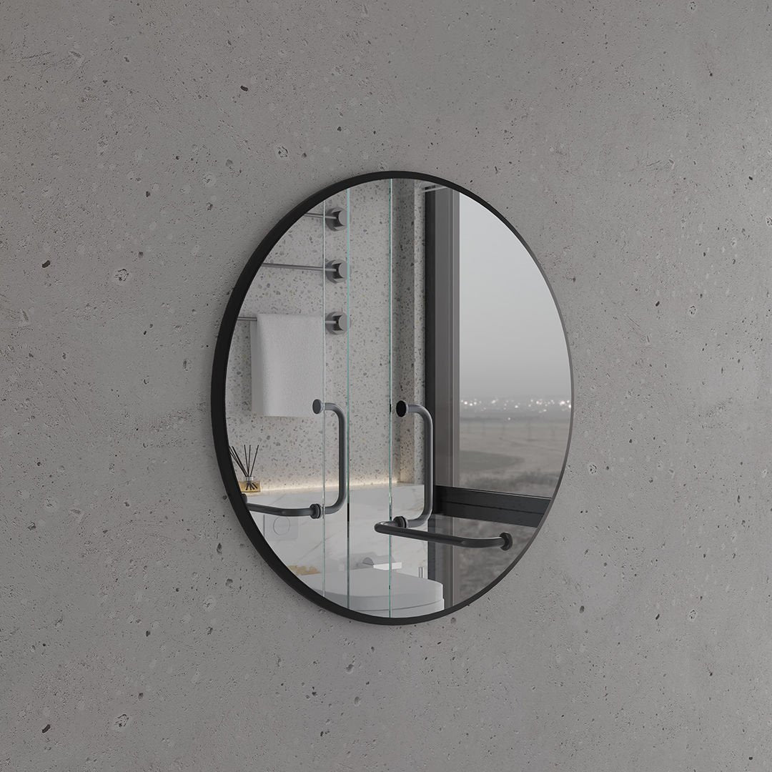 Round Wall Mirror – Modern Black Frame Mirror for Living Room & Entryway